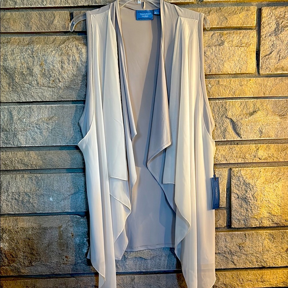 Vera Wang Beige Sleeveless Drape Vest